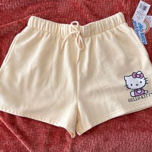 Hello Kitty Pale Yellow Girls' Drawstring Lounge Shorts